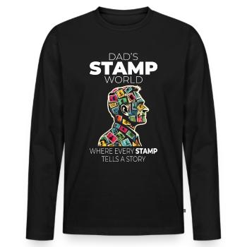 Timbres-poste d’époque Collectionneur de papa - T-shirt manches longues Premium bio Homme - noir - Devant - Nico (187cm)