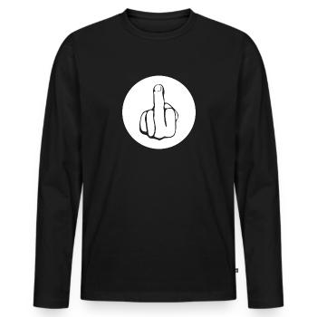 fuck you, fucking, middlefinger - Männer Premium Bio Langarmshirt - Schwarz - Vorne - Nico (187cm)