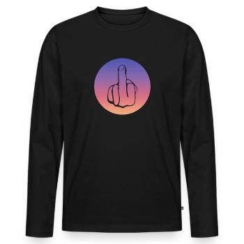 Fuck, Fuck You, Fuck Off, Fucking, Mittelfinger - Männer Premium Bio Langarmshirt - Schwarz - Vorne - Nico (187cm)
