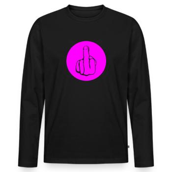 Fuck off, fuck you, Middlefinger, Mittelfinger - Männer Premium Bio Langarmshirt - Schwarz - Vorne - Nico (187cm)