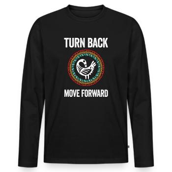Symbole Sankofa Adinkra Ghana Noir - T-shirt manches longues Premium bio Homme - noir - Devant - Nico (187cm)