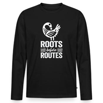 Symbole Sankofa Adinkra Ghana Noir - T-shirt manches longues Premium bio Homme - noir - Devant - Nico (187cm)
