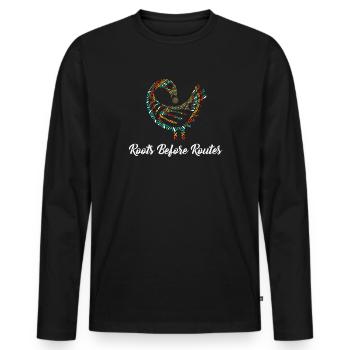 Symbole Sankofa Adinkra Ghana Noir - T-shirt manches longues Premium bio Homme - noir - Devant - Nico (187cm)