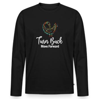 Symbole Sankofa Adinkra Ghana Noir - T-shirt manches longues Premium bio Homme - noir - Devant - Nico (187cm)