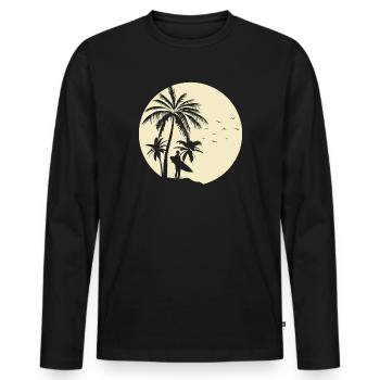 Surfer Palmen Sommer Sonne Strand Surfen - Männer Premium Bio Langarmshirt - Schwarz - Vorne - Nico (187cm)