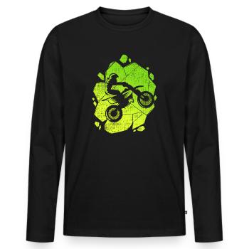 Motocross Enduro Dirtbike Motorcycle Moto-Cross - Men's Premium Organic Long Sleeve Shirt - black - Front - Nico (187cm)