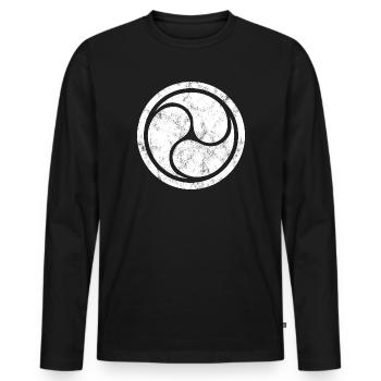 Triple Yin Yang, Tao, Zen Buddhism, Tibet, Japan - Men's Premium Organic Long Sleeve Shirt - black - Front - Nico (187cm)