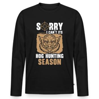 Désolé, je ne peux pas, c’est de la chasse au cochon - T-shirt manches longues Premium bio Homme - noir - Devant - Nico (187cm)