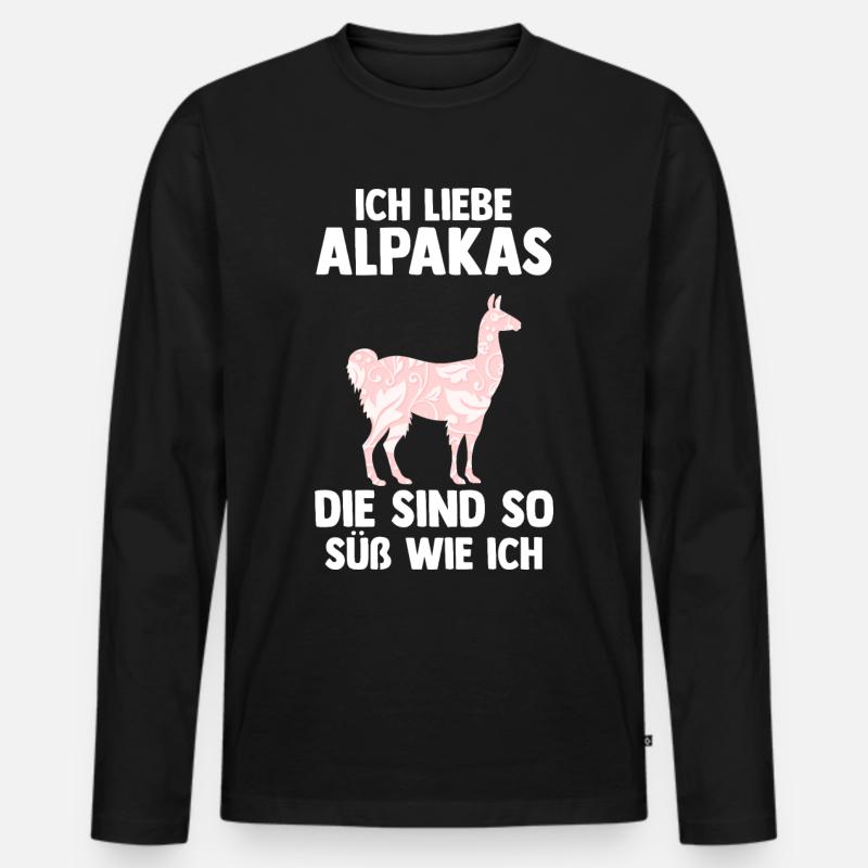 Alpaka - Männer Premium Bio Langarmshirt - Schwarz
