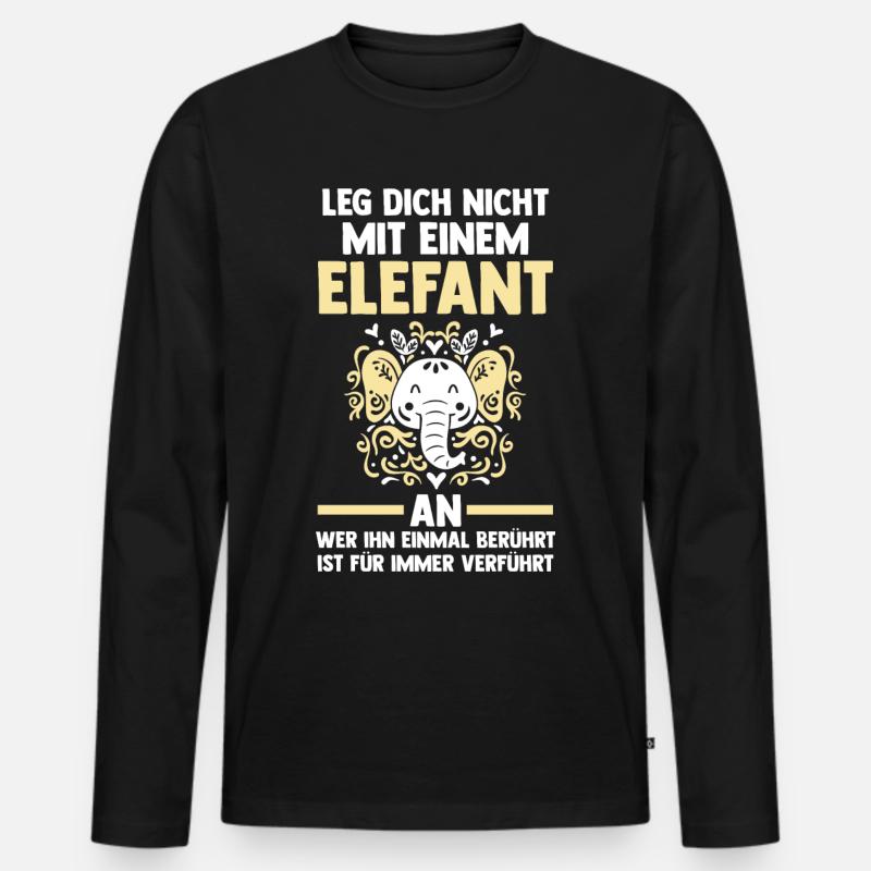 Elefant Elefanten - Männer Premium Bio Langarmshirt - Schwarz