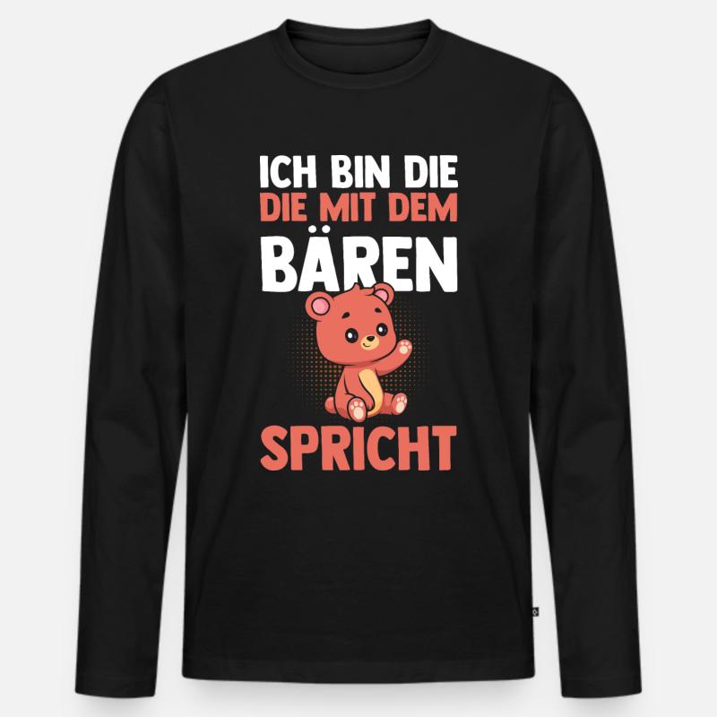 Braunbär Bär - Männer Premium Bio Langarmshirt - Schwarz