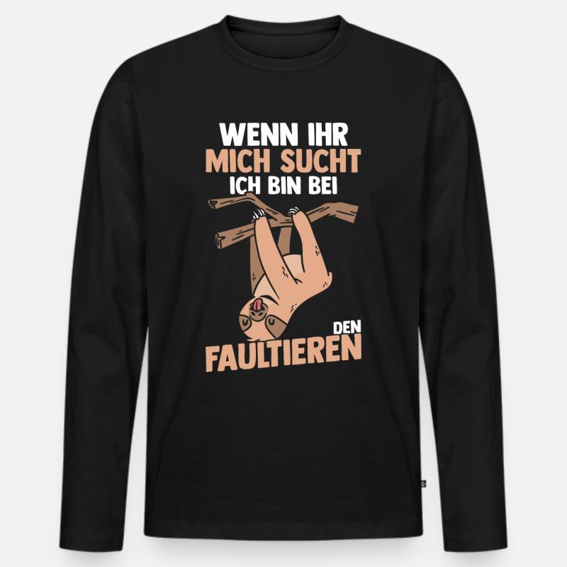 Faultier - Männer Premium Bio Langarmshirt - Schwarz