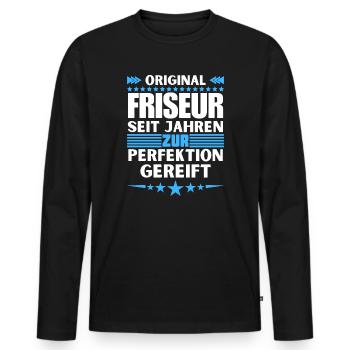 Coiffeur mûri à la perfection - T-shirt manches longues Premium bio Homme - noir - Devant - Nico (187cm)