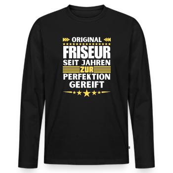 Coiffeur mûri à la perfection - T-shirt manches longues Premium bio Homme - noir - Devant - Nico (187cm)