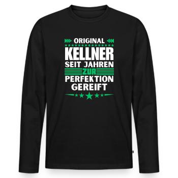 Les serveurs ont mûri à la perfection - T-shirt manches longues Premium bio Homme - noir - Devant - Nico (187cm)
