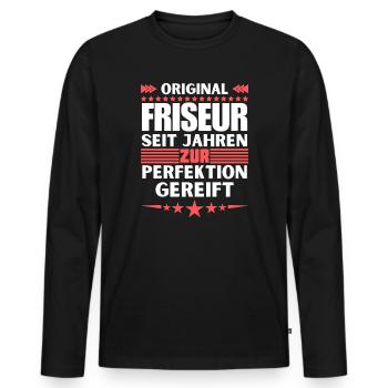 Coiffeur mûri à la perfection - T-shirt manches longues Premium bio Homme - noir - Devant - Nico (187cm)