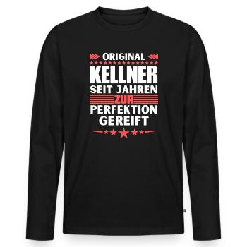 Waiters matured to perfection - Men's Premium Organic Long Sleeve Shirt - black - Front - Nico (187cm)