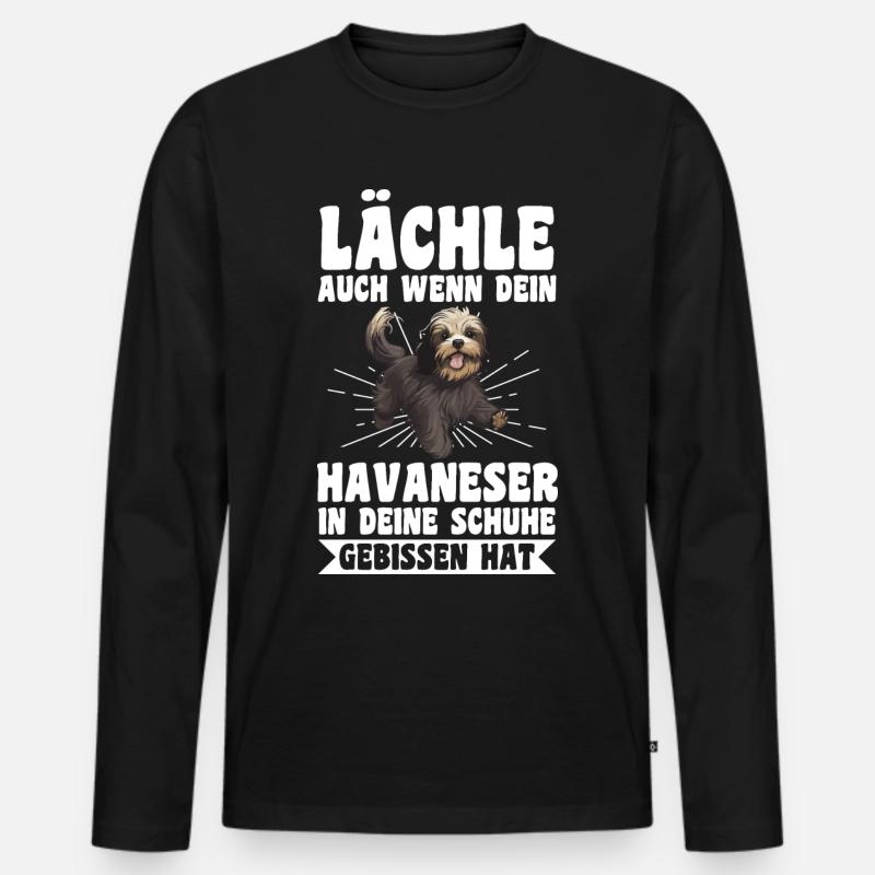 Hund Havaneser - Männer Premium Bio Langarmshirt - Schwarz