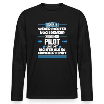 Ni poète ni penseur, mais pilote - T-shirt manches longues Premium bio Homme - noir - Devant - Nico (187cm)