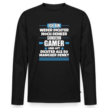 Neither poets nor thinkers, but gamers - Men's Premium Organic Long Sleeve Shirt - black - Front - Nico (187cm)