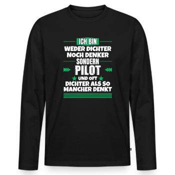Ni poète ni penseur, mais pilote - T-shirt manches longues Premium bio Homme - noir - Devant - Nico (187cm)
