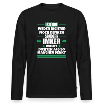 Neither poet nor thinker, but beekeeper - Men's Premium Organic Long Sleeve Shirt - black - Front - Nico (187cm)