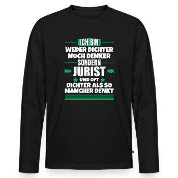 Ni poète ni penseur, mais juriste - T-shirt manches longues Premium bio Homme - noir - Devant - Nico (187cm)