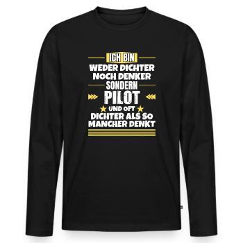 Ni poète ni penseur, mais pilote - T-shirt manches longues Premium bio Homme - noir - Devant - Nico (187cm)