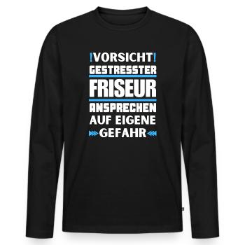 Ne parlez pas à un coiffeur stressé ! - T-shirt manches longues Premium bio Homme - noir - Devant - Nico (187cm)