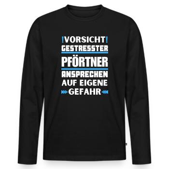 Don't talk to a stressed doorman! - Men's Premium Organic Long Sleeve Shirt - black - Front - Nico (187cm)