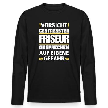 Ne parlez pas à un coiffeur stressé ! - T-shirt manches longues Premium bio Homme - noir - Devant - Nico (187cm)