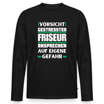 Ne parlez pas à un coiffeur stressé ! - T-shirt manches longues Premium bio Homme - noir - Devant - Nico (187cm)