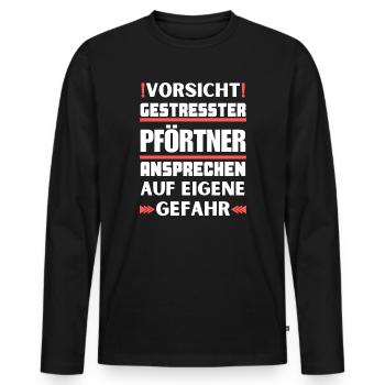 Don't talk to a stressed doorman! - Men's Premium Organic Long Sleeve Shirt - black - Front - Nico (187cm)