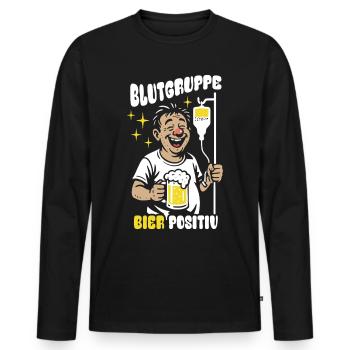 Blutgruppe Bier Positiv - Party Infusion Cartoon - Männer Premium Bio Langarmshirt - Schwarz - Vorne - Nico (187cm)