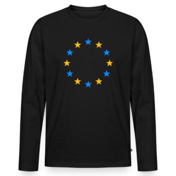 Europe EU Stars Ukraine Symbol Flag Flag Logo - Men's Premium Organic Long Sleeve Shirt - black - Front - Nico (187cm)