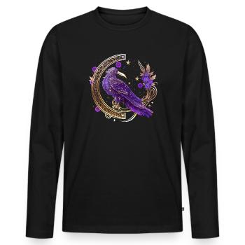 Mystische Krähe, Wicca, Morrigan, Keltisch, Rabe - Männer Premium Bio Langarmshirt - Schwarz - Vorne - Nico (187cm)