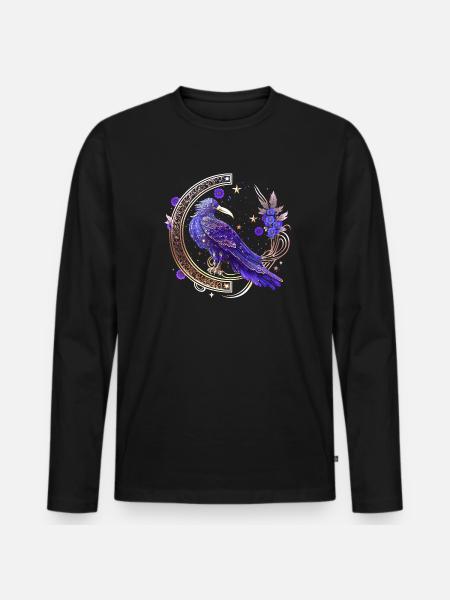 Mystic Crow, Wicca, Morrigan, Celtique, Oiseau - T-shirt manches longues Premium bio Homme - noir
