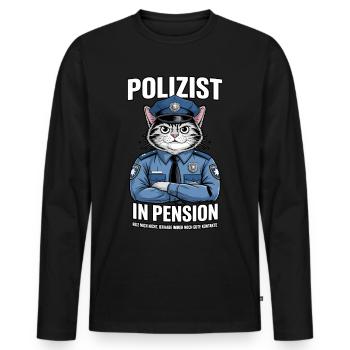 Polizist in Pension Katze | Rente | Polizei - Männer Premium Bio Langarmshirt - Schwarz - Vorne - Nico (187cm)