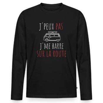 j'peux pas j'me barre sur la route cadeau humour - T-shirt manches longues Premium bio Homme - noir - Devant - Nico (187cm)