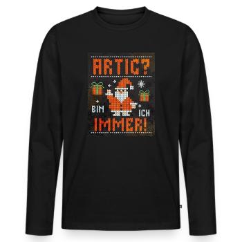 Lustiger Weihnachtsmann - Artig? Bin ich immer! - Männer Premium Bio Langarmshirt - Schwarz - Vorne - Nico (187cm)