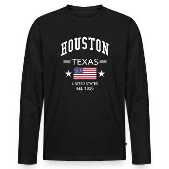 Houston - T-shirt manches longues Premium bio Homme - noir - Devant - Nico (187cm)