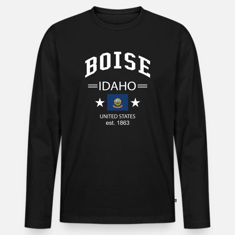 Boise - Männer Premium Bio Langarmshirt - Schwarz