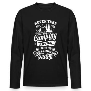 CAMPING COUNCIL DRUNK BEER DRINK SAYINGS MOTIVE - Men's Premium Organic Long Sleeve Shirt - black - Front - Nico (187cm)