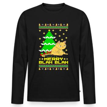 Merry Blah Blah Ugly Xmas - Men's Premium Organic Long Sleeve Shirt - black - Front - Nico (187cm)