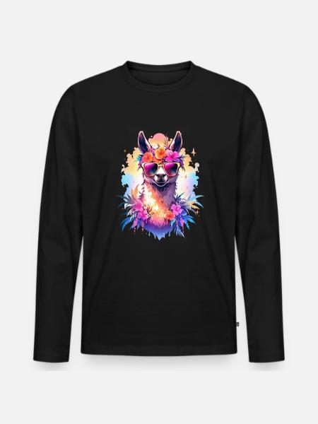 Lama - Men's Premium Organic Long Sleeve Shirt - black