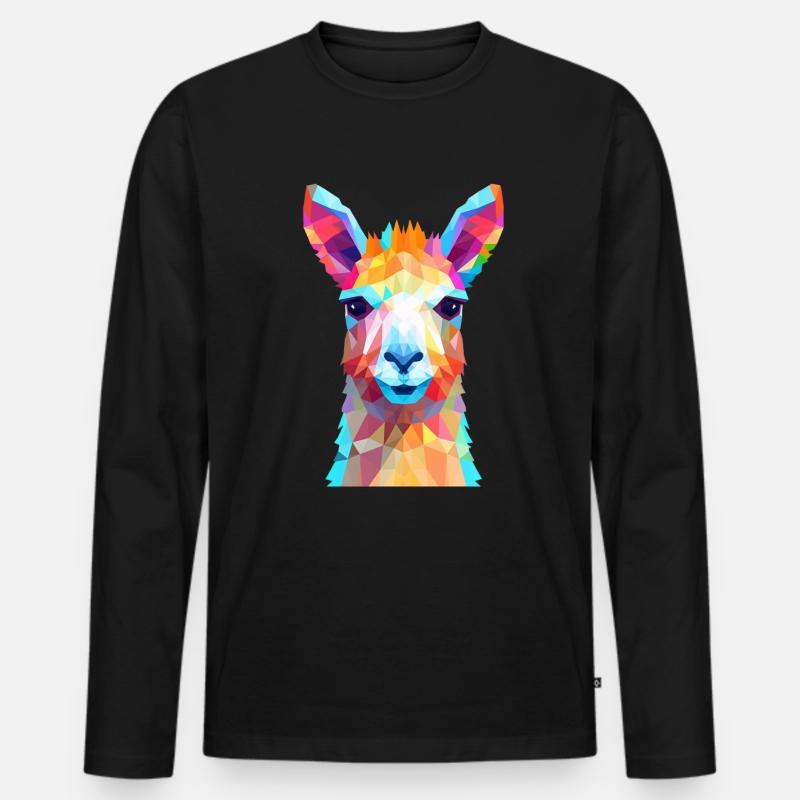 Lama - Männer Premium Bio Langarmshirt - Schwarz