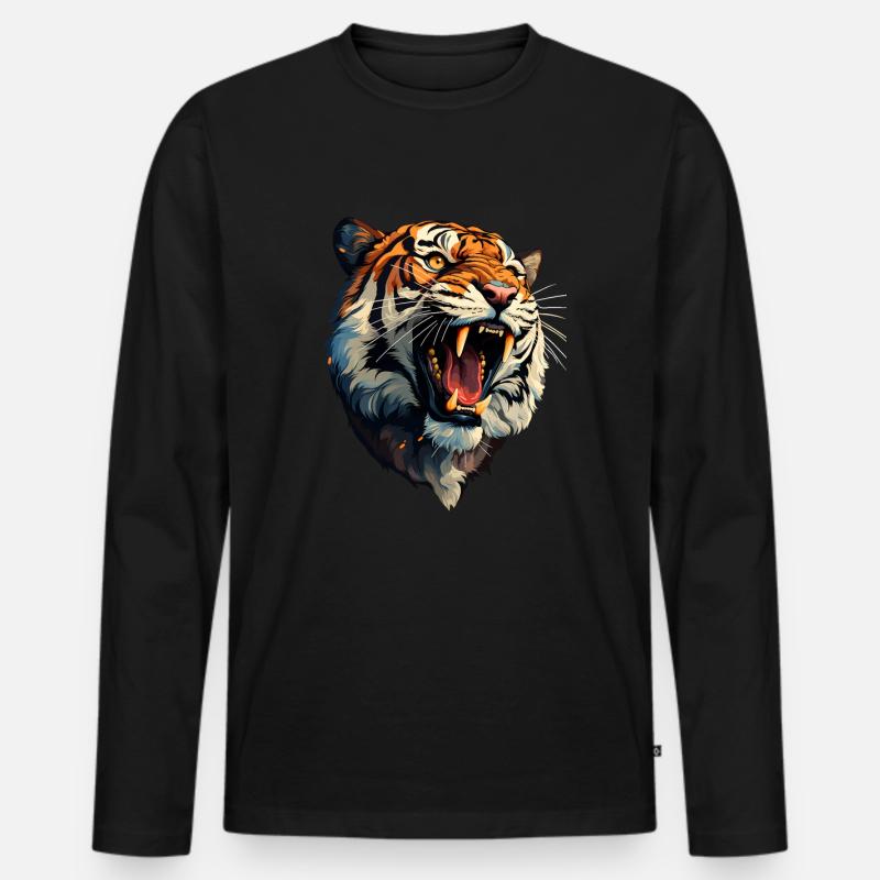 Tiger - Männer Premium Bio Langarmshirt - Schwarz