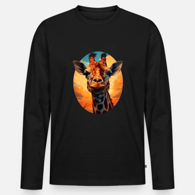 Giraffe - Männer Premium Bio Langarmshirt - Schwarz