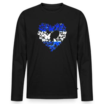 Coeur, Papillons, Je me tiens avec Israël, Drapeau - T-shirt manches longues Premium bio Homme - noir - Devant - Nico (187cm)