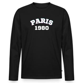 Paris 1980 Design - Männer Premium Bio Langarmshirt - Schwarz - Vorne - Nico (187cm)